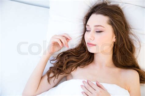Sensual Attractive Young Woman Sleeping In Bed Stock Image Colourbox