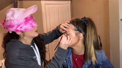 Doing My Sister S Makeup Blindfolded Sister Tag Youtube