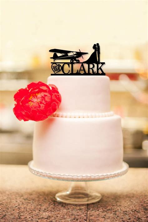Airplane Wedding Cake Topper Mr And Mrs Cake Topper Groom And Bride