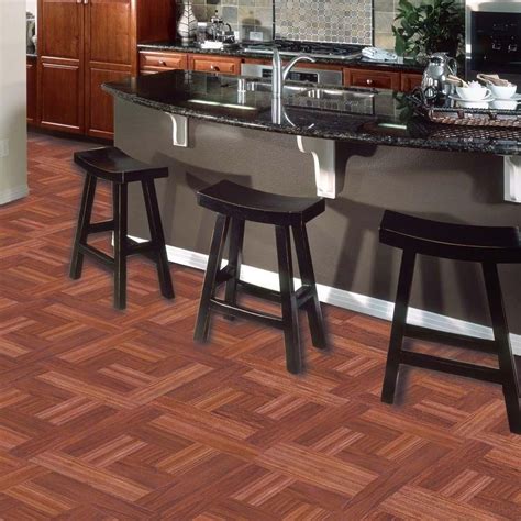 Trafficmaster Red Oak Parquet 12 In X 12 In Peel And Stick Vinyl Tile