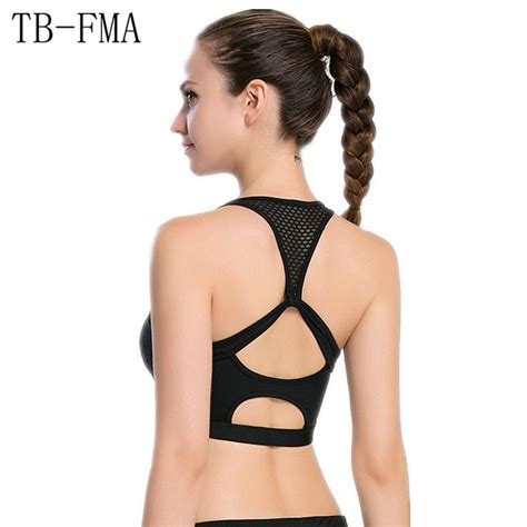 buy yoga gym top workout shirts for women mesh hollow out breathable bras