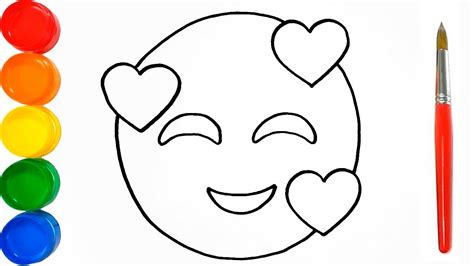 Como Dibujar Y Colorear Un Emoji Con Corazones Dibujos Faciles Paso A