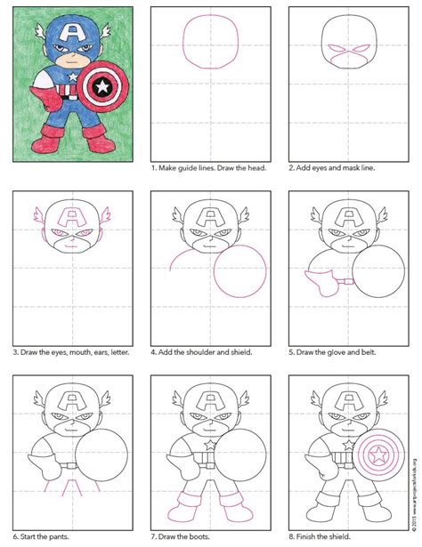 Easy How To Draw Captain America Tutorial And Captain America Coloring