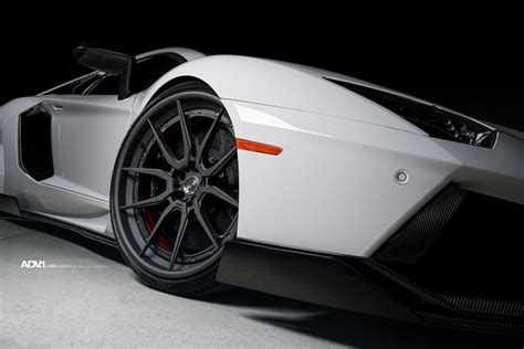 9 White Lamborghini Aventador 1016 Industries Renato Adv1 Wheels Front