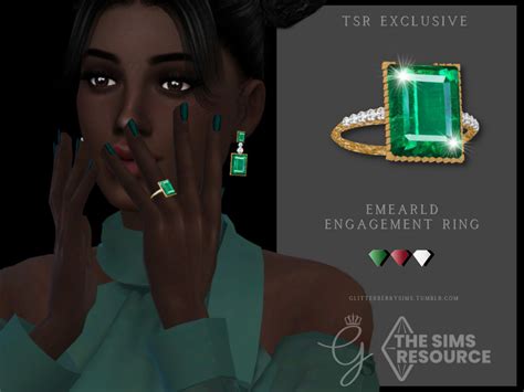 The Sims Resource Emerald Engagement Ring Emerald Engagement Ring