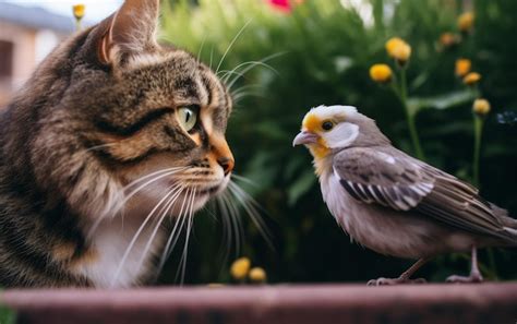 Premium Ai Image Cat And Bird An Unexpected Friendship