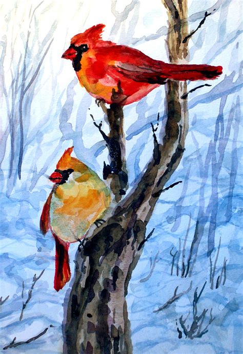 Male And Female Cardinal Painting By Siona Koubek Fine Art America