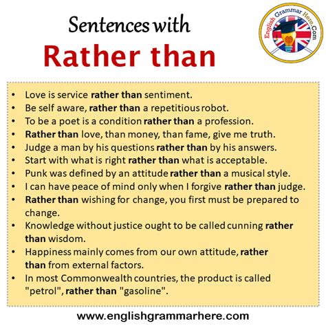 Sentences With Rather Than Rather Than In A Sentence In English