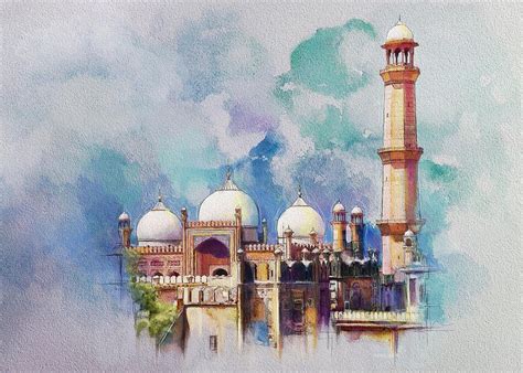 Badshahi Mosque Painting By Catf Mosque Art Islamic Art Islamic