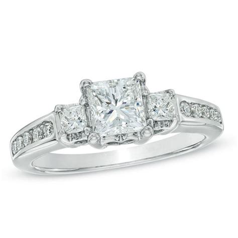 1 12 Ct Tw Princess Cut Diamond Past Present Future Ring In 14k