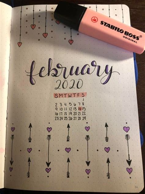 February Cover Page Bulletjournal Bullet Journal Ideas Pages
