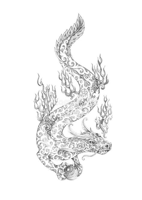 Tattoo Dragon Retaining The Pearl Stock Illustration Illustration Of