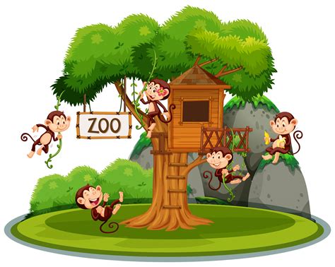 Monkey At Treehouse In The Zoo 417571 Download Free