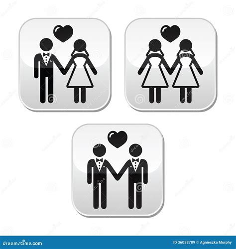 wedding married hetero and gay couple buttons stock illustration illustration of husband