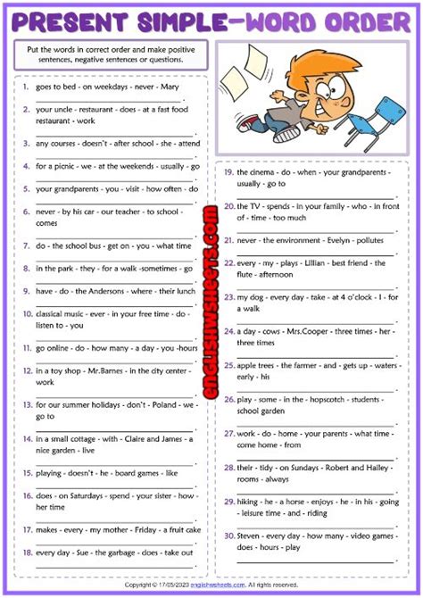 A Fun Esl Printable Word Order Exercise Worksheet For Learning