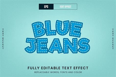 Premium Vector Blue Jeans Editable Vector Text Effect