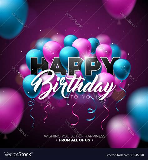 Happy Birthday Design With Balloon Royalty Free Vector Image