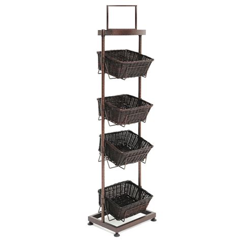 small mobile 3 tiered basket stand