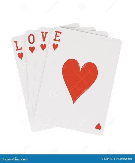 Word Love Playing Cards Hearts With Clipping Path Stock Illustration