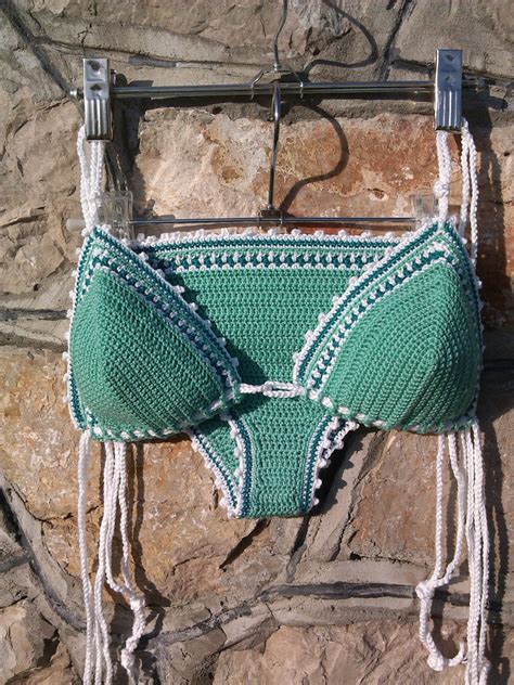Crochet Bikini Set Turquoise Crochet Swimwear Bikini Crochet Etsy