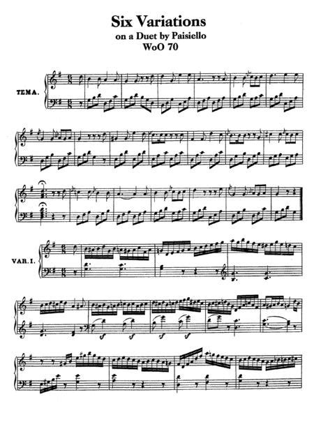 Beethoven Six Variations On Nel Cor Piu Non Mi Sento Woo 70 Complete