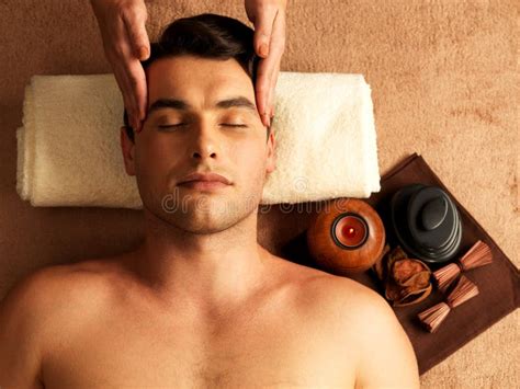 Man Having Head Massage In The Spa Salon Stock Image Image Of Lying