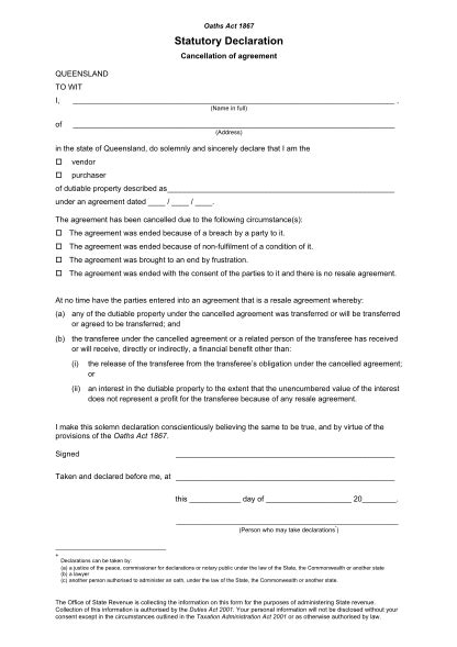 26 Statutory Declaration Forms Qld Free To Edit Download And Print