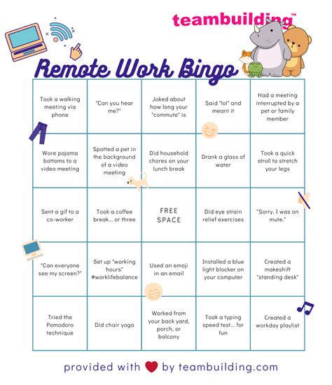 Remote Work Bingo Free Template Rules