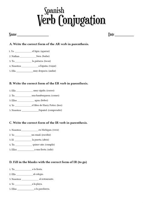 19 Spanish Verb Worksheets Free Pdf At