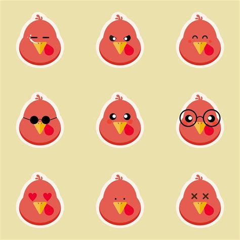 Turkey Head With Different Emoji Cute Turkey Vector Illustration Of