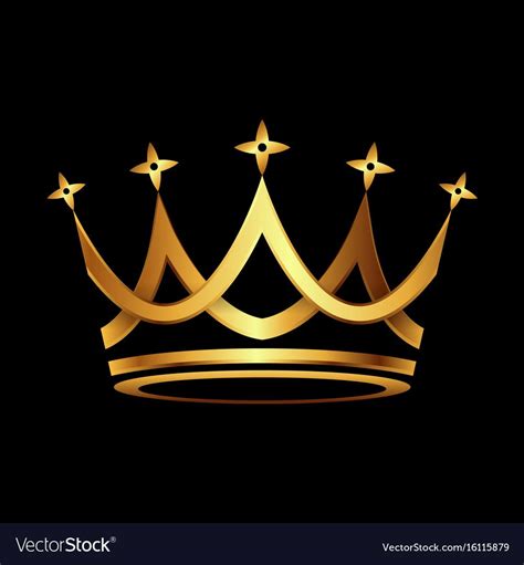 Crown Gold Symbol Icon On Black Background Vector Illustration