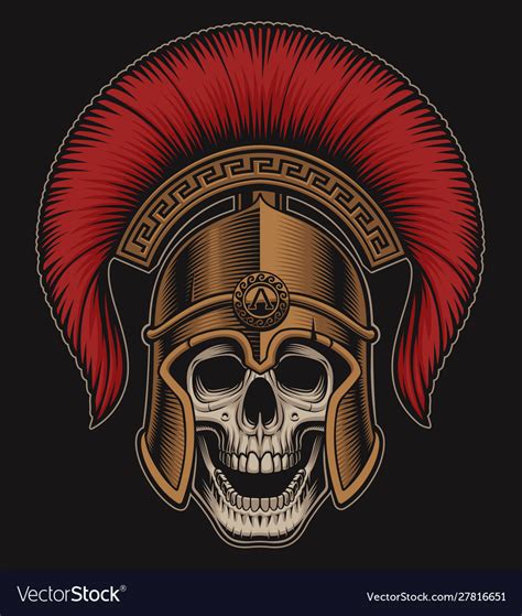 A Skull In A Spartan Helmet Royalty Free Vector Image