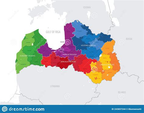 Map Of The Statistical Regions Of Latvia State Cities And