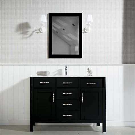 All of our solid oak wall cabinets are treated with a durable lacquer and finished to the highest standard with a hand wax to ensure they remain looking. Woodbridge 56 inch Black Bathroom Cabinet