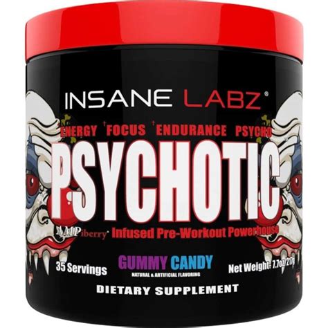Insane Labz Psychotic Pre Workout Powder 35 Servings Gummy Candy