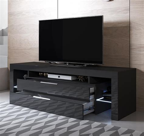 Mueble Tv Modelo Selma X Cm Color Negro Con Led Rgb