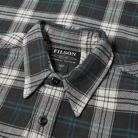 Filson Vintage Flannel Work Shirt Black Teal And Cream End Nl