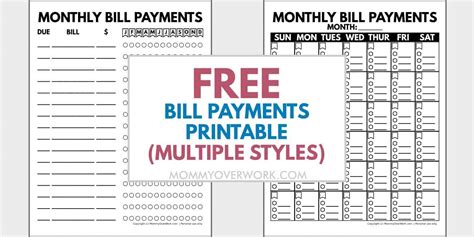 Free Printable Bill Payment Schedule Free Printable Templates