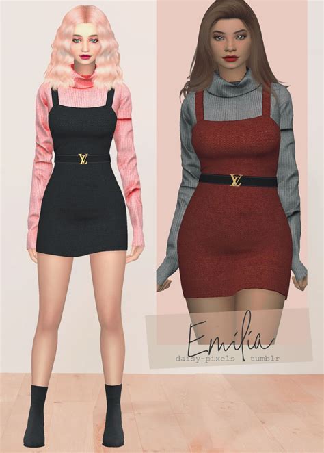 ̗̀ Emilia Dress ̖́ Ts4 Daisy Pixels Sims Four Sims 4 Mm The