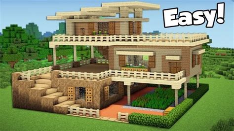 Minecraft How To Build A Large Starter House Tutorial 2 Youtube