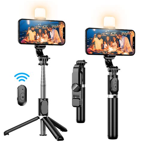 Portable 41 Inch Selfie Stick Phone Tripod With Wireless Remote Extendable Tripod Stand 360