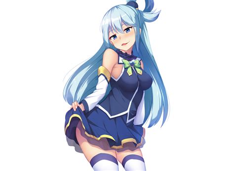 Aliasing Aqua Konosuba Blue Eyes Blue Hair Blush Kono Subarashii Sekai Ni Shukufuku Wo Long