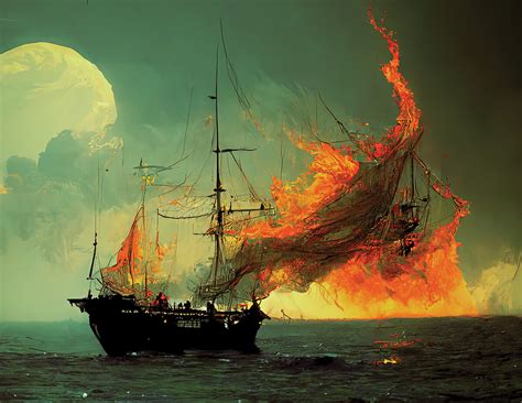 Artstation Pirate Ship On Fire