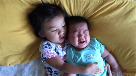 Big Sister Comforting Crying Baby Brother Youtube