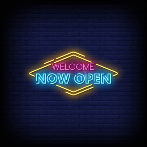Now Open Neon Signs Style Text Vector Stock Vector Illustration Of