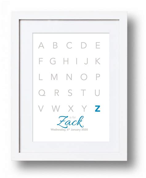 Childrens Alphabet Frame Personalised Prints