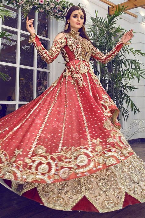 Latest Beautiful Pakistani Bridal Dress Online In Rubby Red Color B3461 Pakistani Bridal