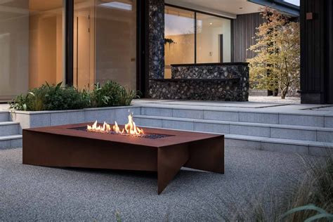 Fold 72 Corten Modern Gas Fire Table Fire Table Metal Fire Pit