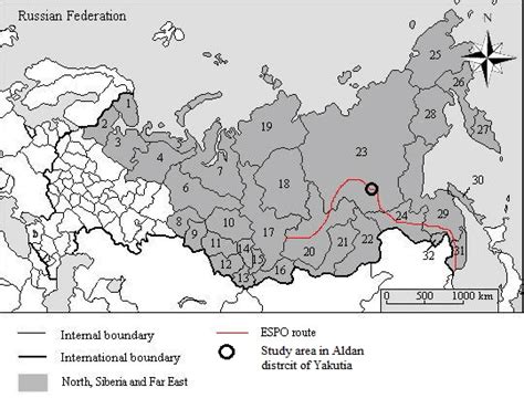 Map Of The North Siberia And Far East Of The Russian Federation