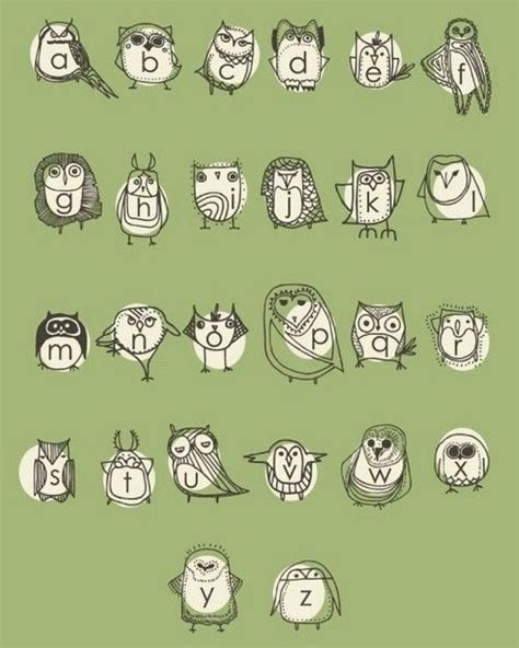 Owl Font Owl Nursery Art Alphabet Nursery Art Owl Nursery